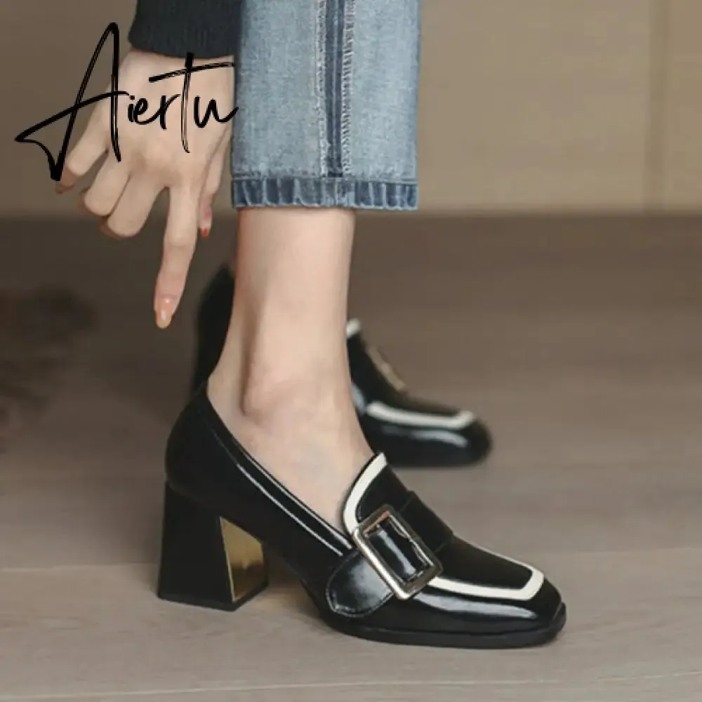 Aiertu Design Fashion Mary Jane Elegant Women Single Shoes Platform Strap Party Pumps Thick High Heels Big Yards 43