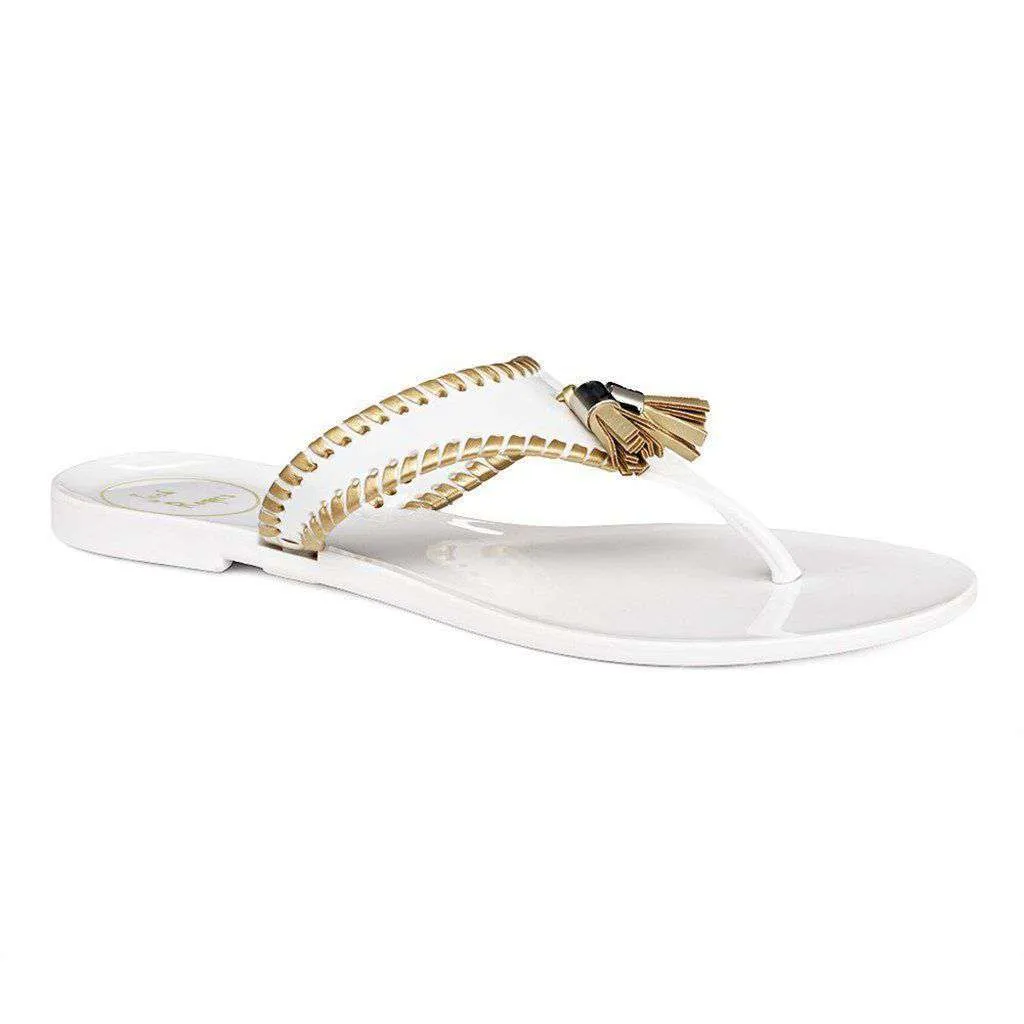 Alana Jelly Sandal in White and Gold by Jack Rogers