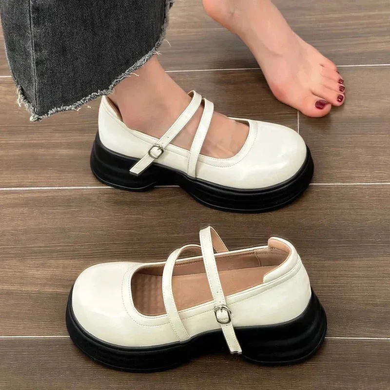 AMOZAE- - Elevated Elegance Autumn Women's Platform Chunky Patent Leather