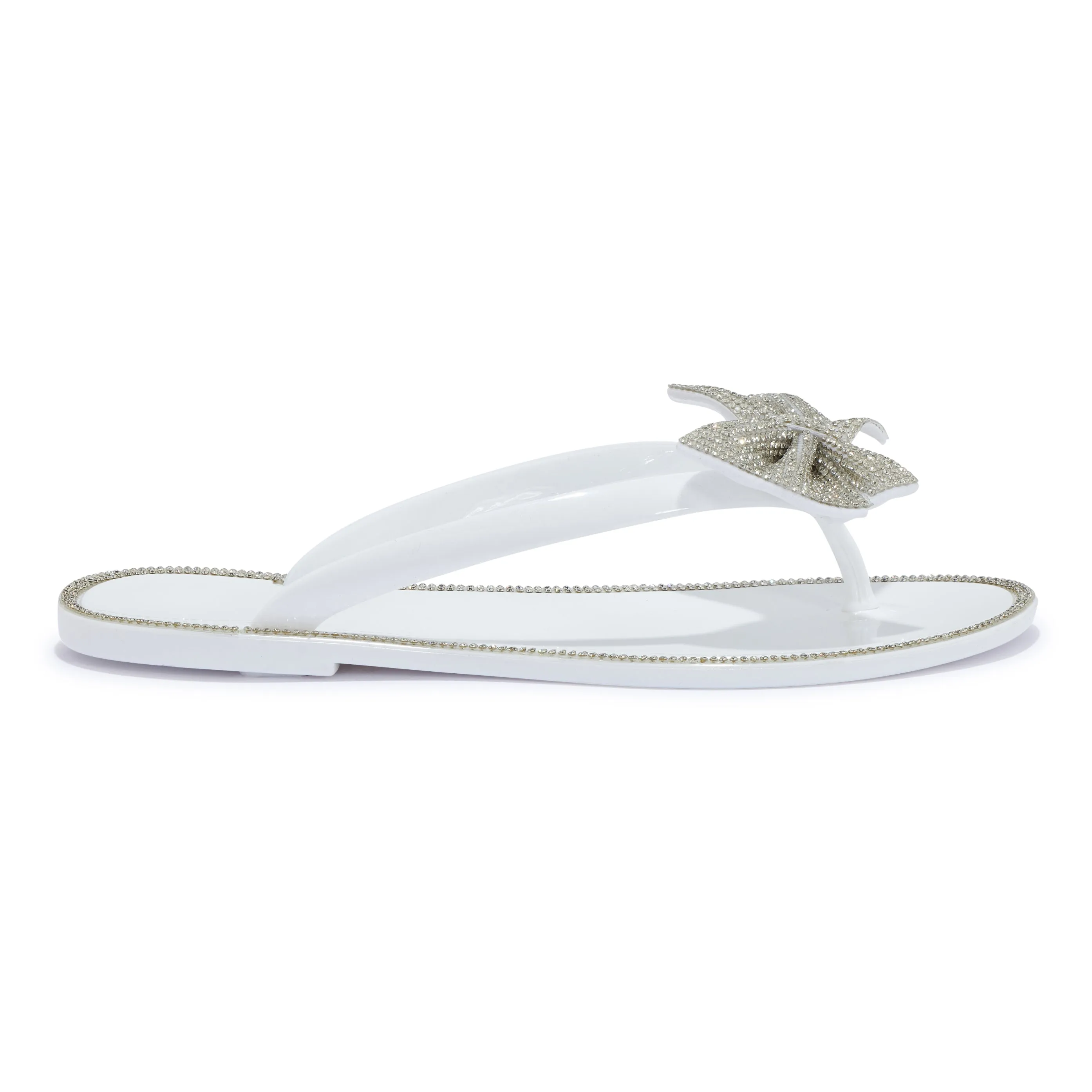 ASHTON1 FLAT JELLY BOW DIAMANTE SLIP ON