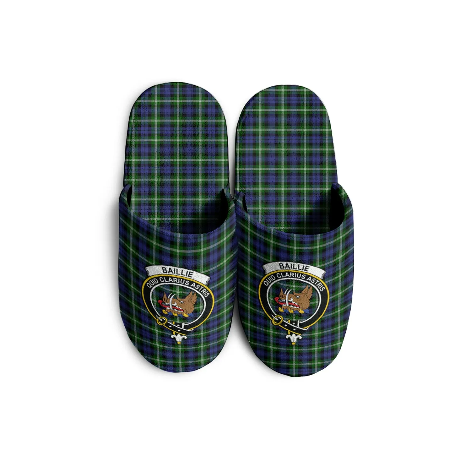 Baillie (Bailey) Tartan Home Slippers with Family Crest