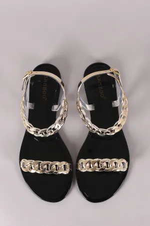 Bamboo Jelly Metallic Chain Flat Sandal