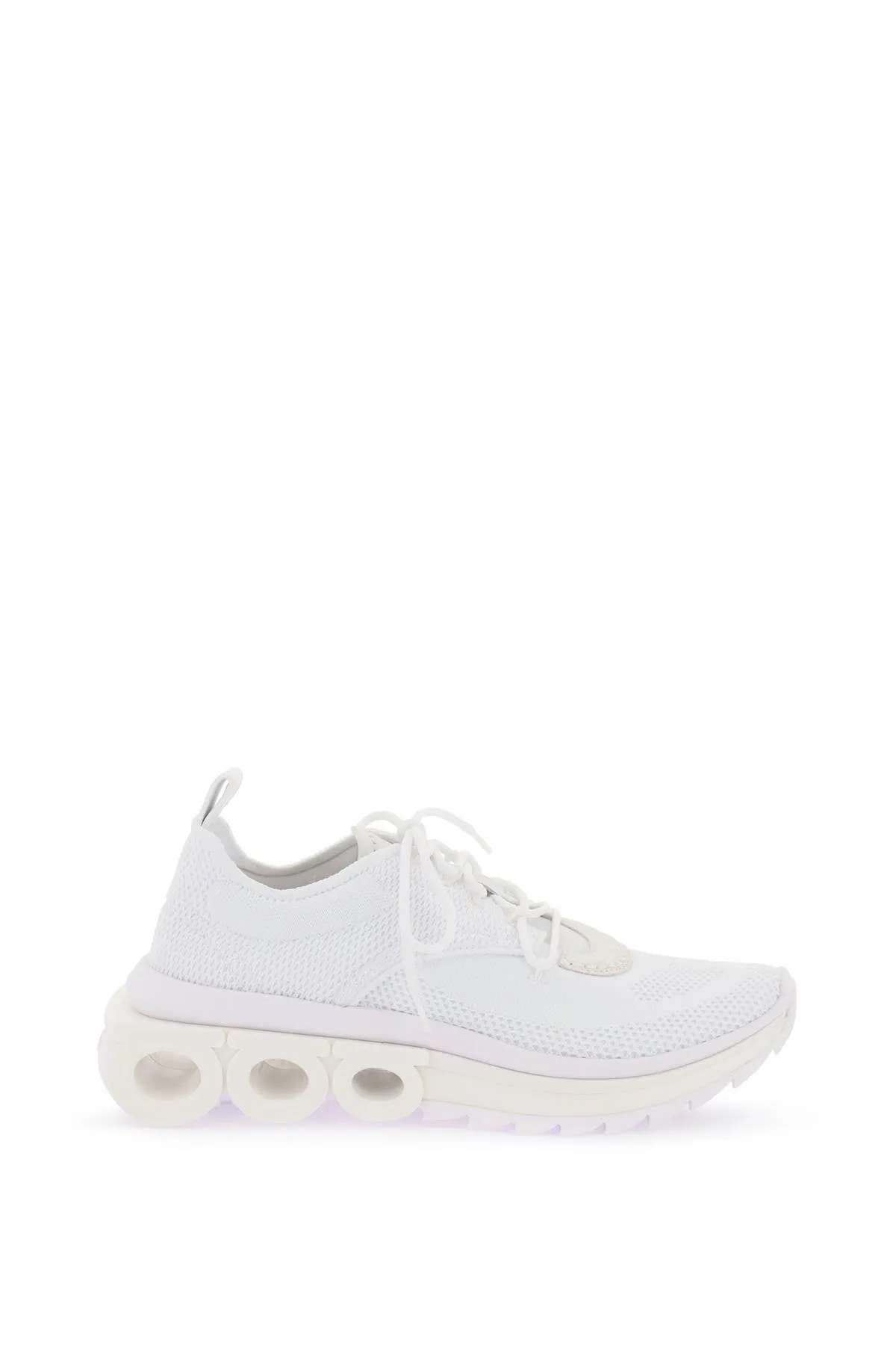 Ferragamo White Mesh and Suede Women's Running Sneakers