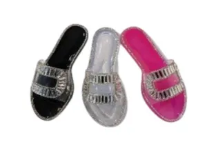 JANE SPARKLY FLATS SANDAL SLIPPER WITH TRANSPARENT UPPER