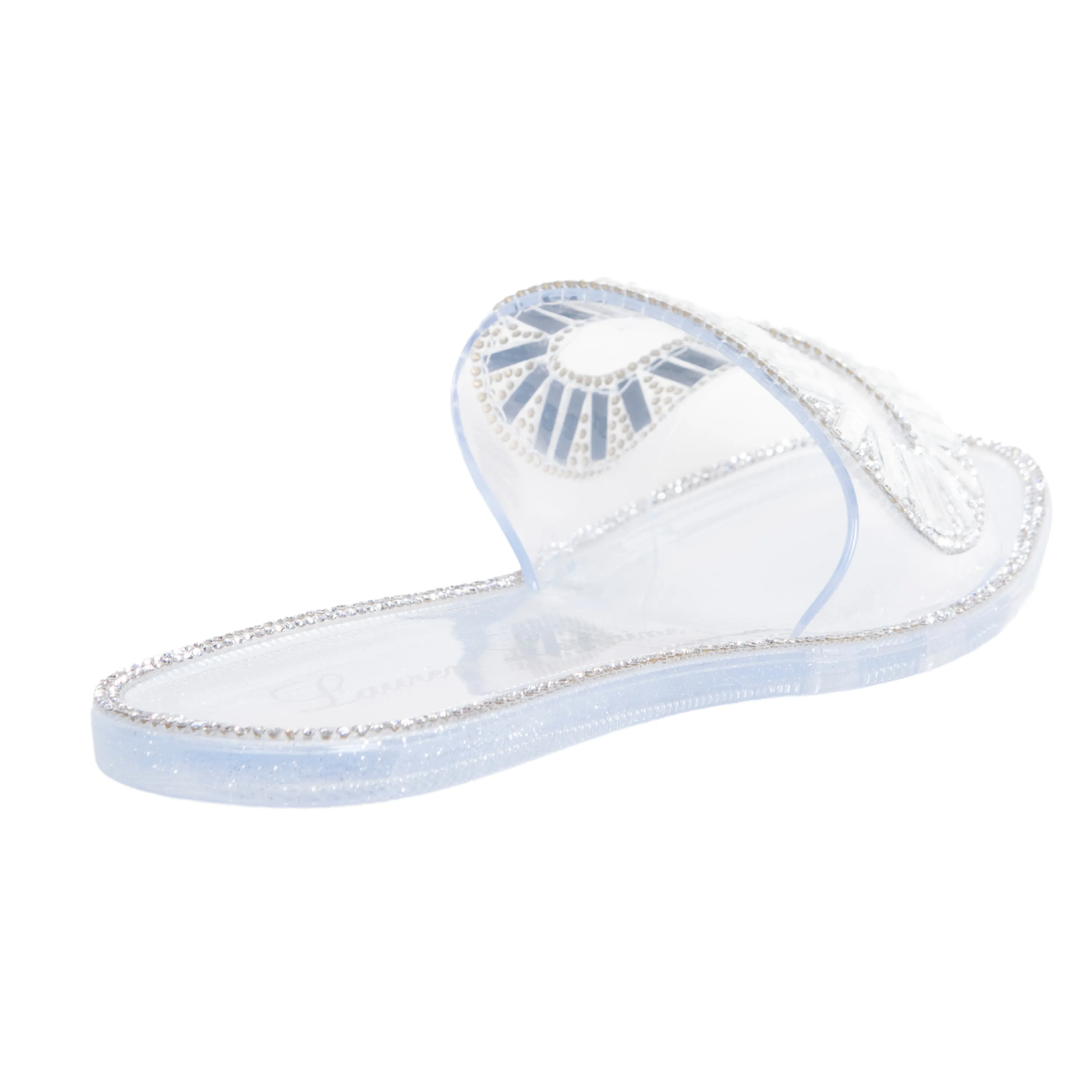 JANE SPARKLY FLATS SANDAL SLIPPER WITH TRANSPARENT UPPER