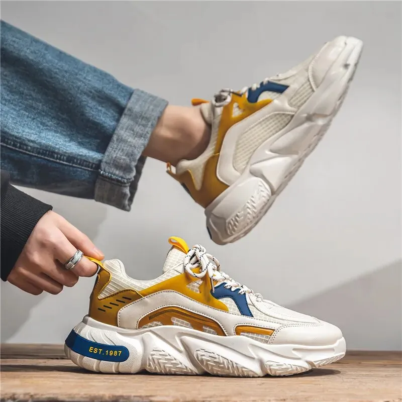 Mixed Color Cotton Lining Air Mesh Sneakers