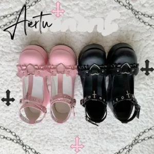 New Gothic Flats Lolita Women's Shoes Harajuku Thick-soled Dark Punk JK Japanese Retro Platform Women's Shoes Kawaii Shoes