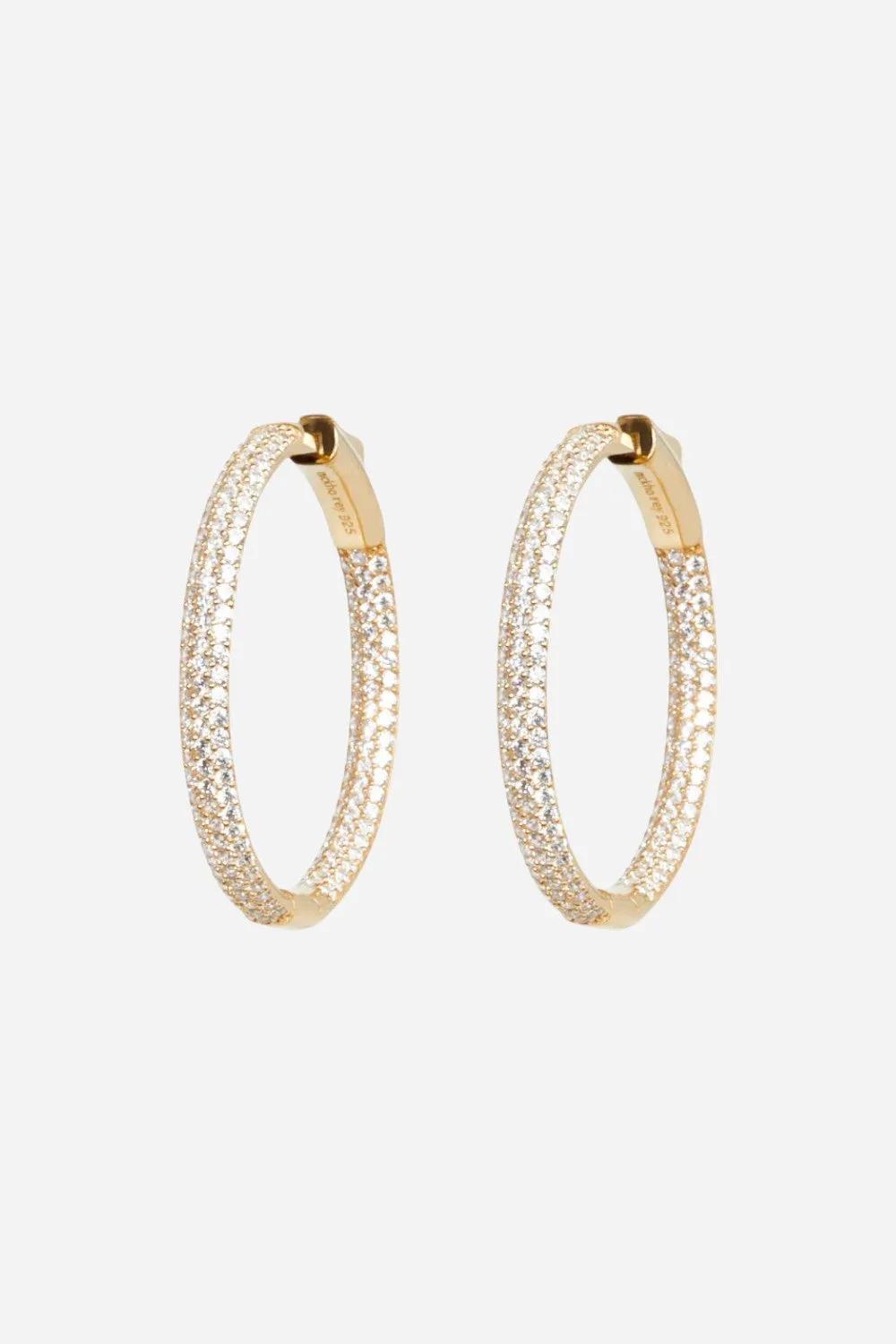 Nickho Rey Sport Tire Hoops in Gold with Clear Stones