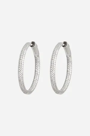 Nickho Rey Sport Tire Hoops in Silver with Clear Stones