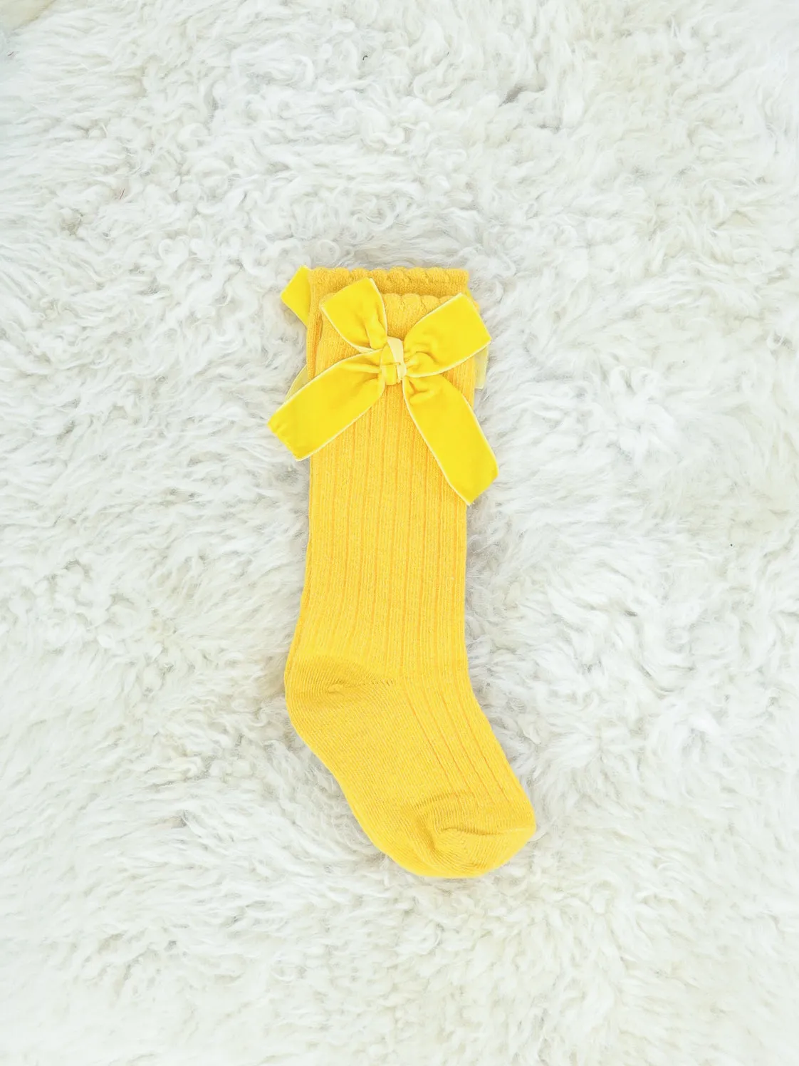 Velvet Bow Socks - 6 Colors Available