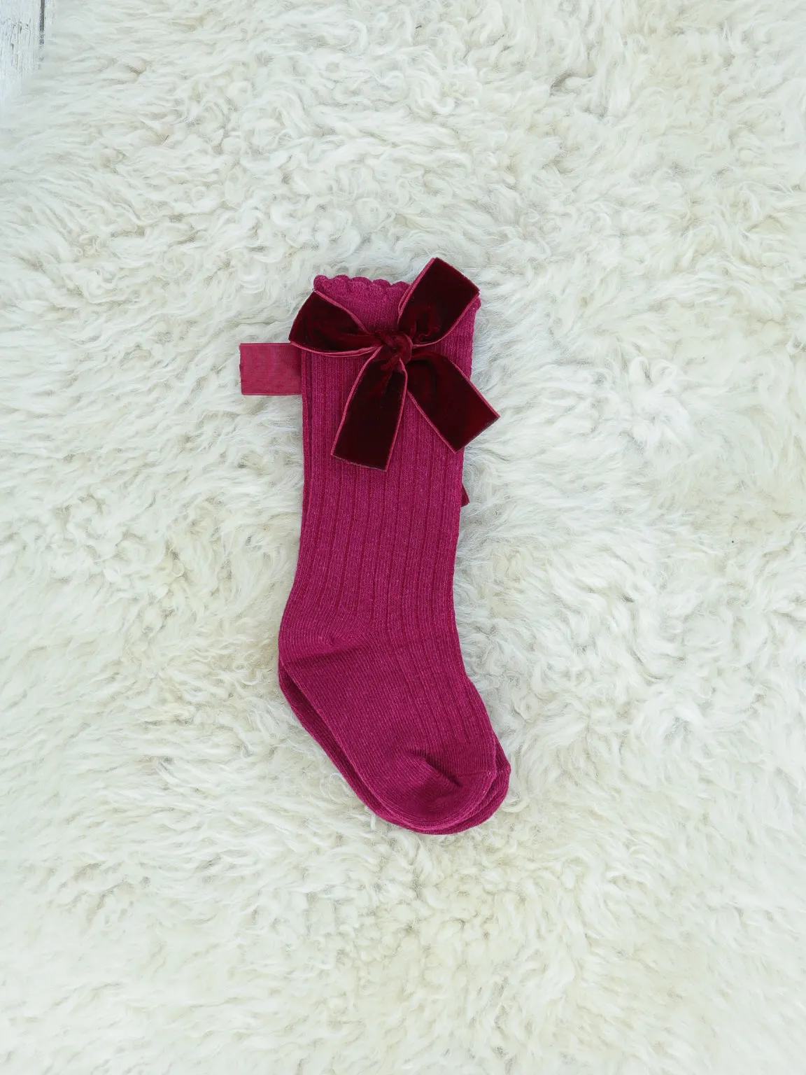 Velvet Bow Socks - 6 Colors Available