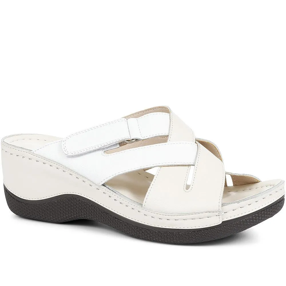Wide Fit Wedge Mule Sandals - WLIG35007 / null